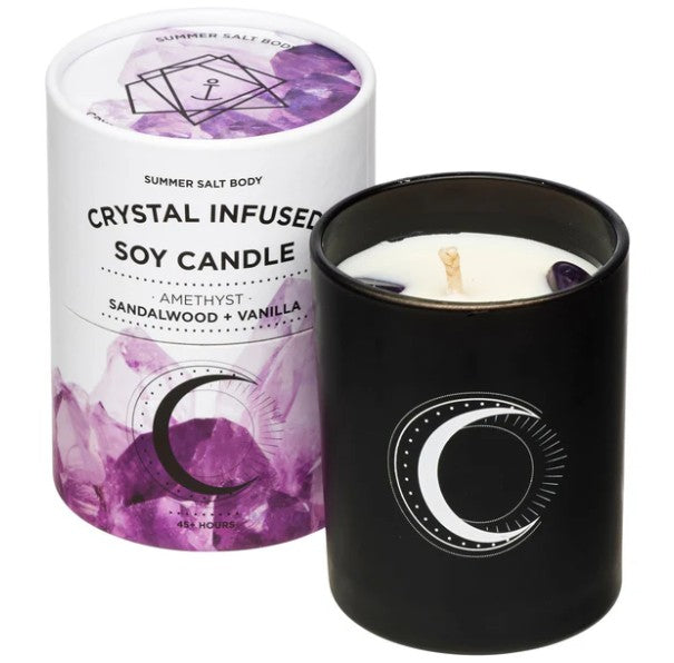 Crystal Infused Soy Candle - Amethyst x Sandalwood & Vanilla