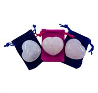Crystal Heart ROSE QUARTZ individual with pouch