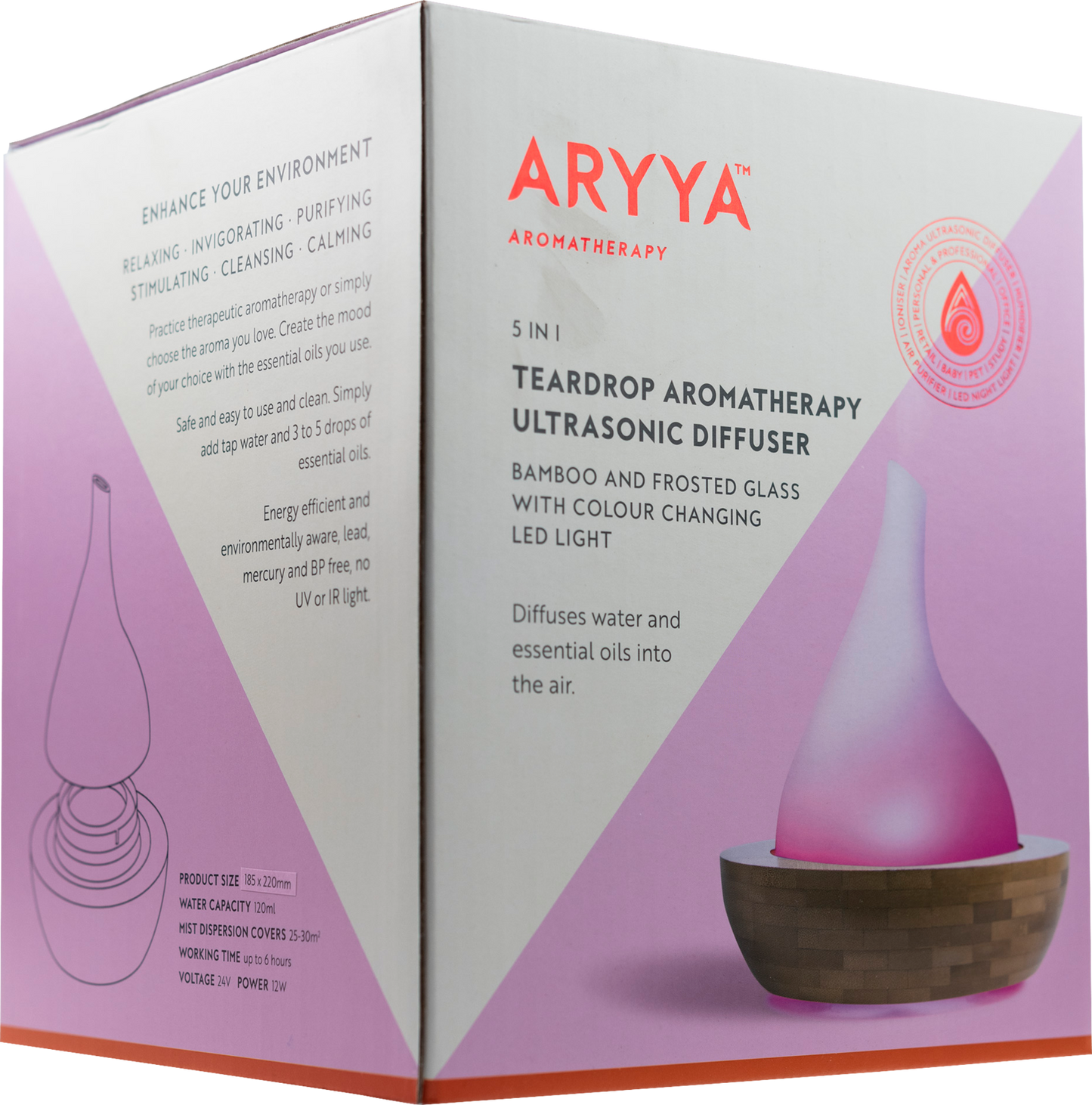 Aryya Aromatherapy Ultrasonic Bamboo Diffuser Tear